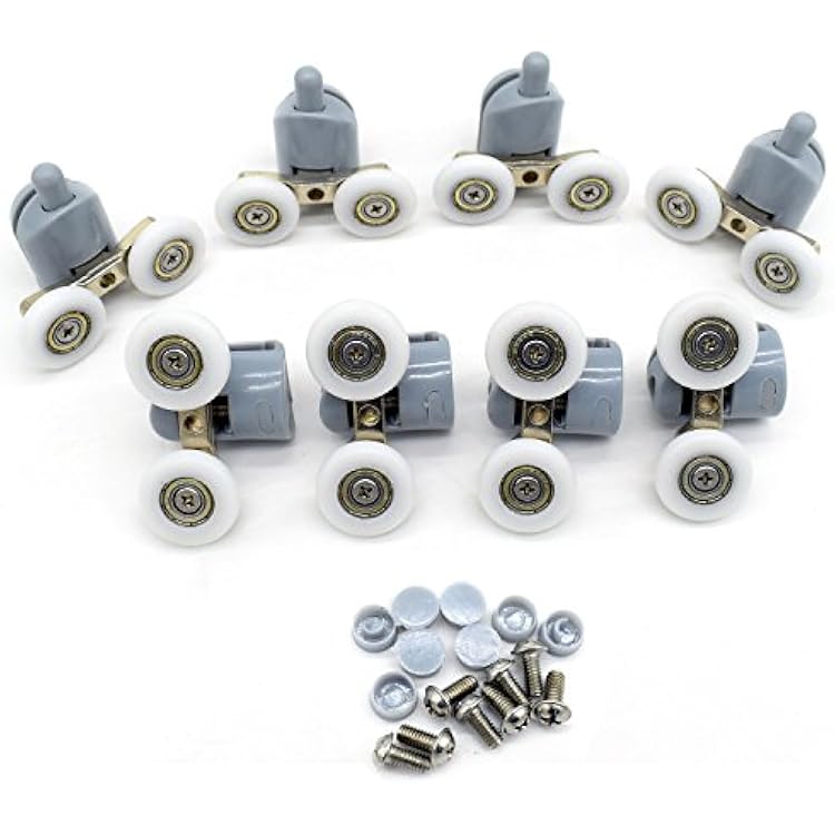 8 Pcs Double TwinTopBottom Shower Door RollersRunnersPulleysWheels Bathroom Replacement Parts 23mm Diameter