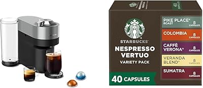 Nespresso Vertuo Pop Deluxe Coffee and Espresso Maker by Breville, Titan  Starbucks Capsules, Vertuo Line