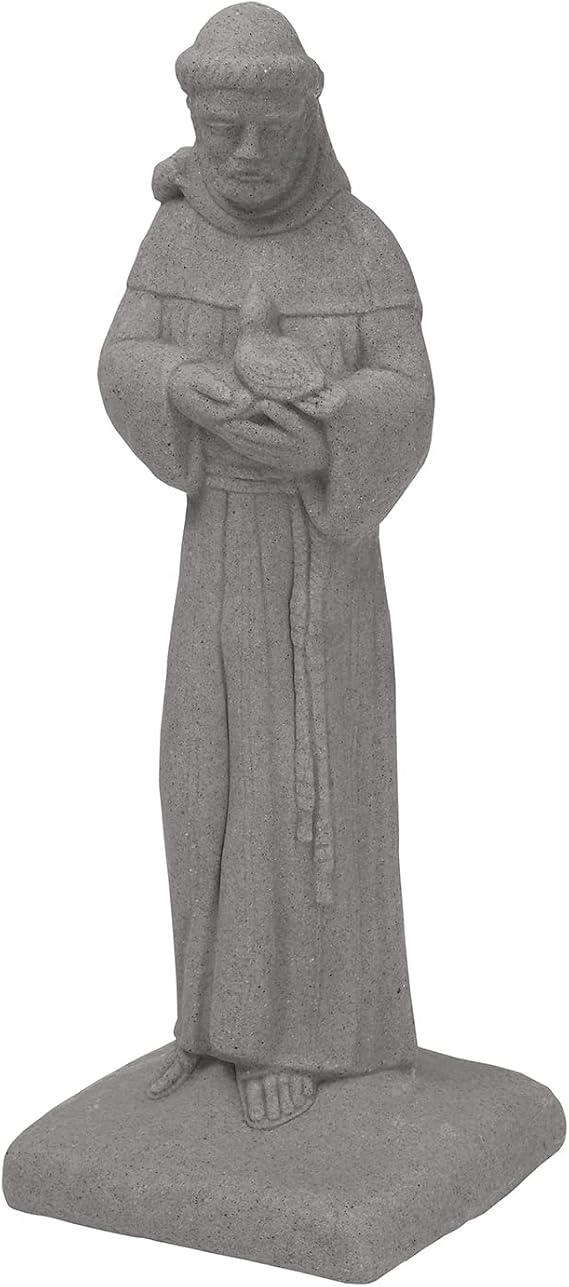 EMSCO Group Saint Francis Statue Natural Granite Appearance Made of Resin Lightweight 29" Height
