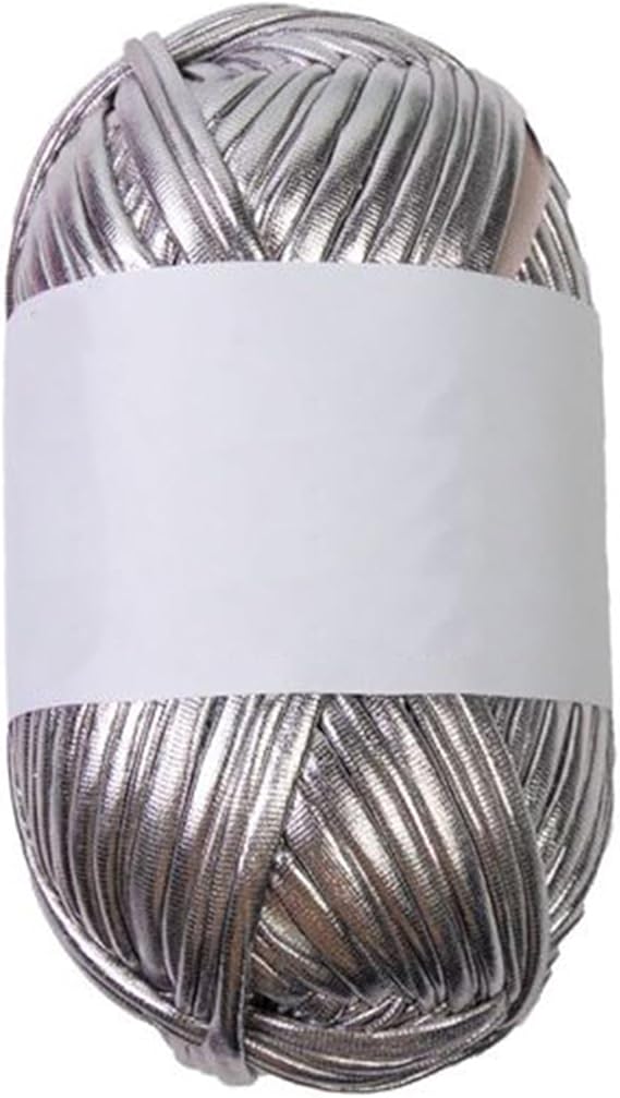 40meter Metallic Tshirt Yarn Polyester Crochet Knitting for Crochet Bag Black Craft Ribbon Roll
