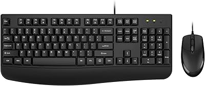 Wired Keyboard and Mouse Combo, EDJO Full-Sized Ergonomic Computer Keyboard with Palm Rest and Optical Wired Mouse for Windows, Mac OS DesktopLaptopPC